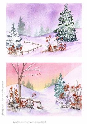Winter Scenes 3 Toppers for Christmas Cards
