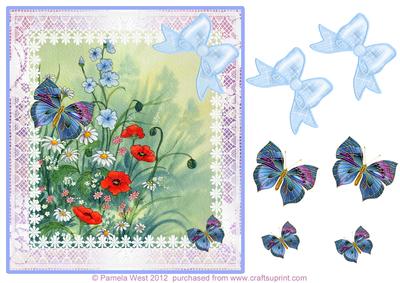 Daisies, Poppies and Butterflies Decoupage Step by Step