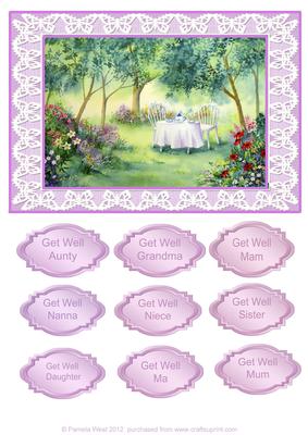 Tea in the Garden Get Well Card with Female Sentiments