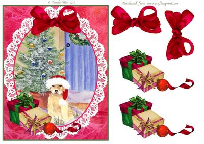 Christmas Puppy Step by Step Decoupage Sheet