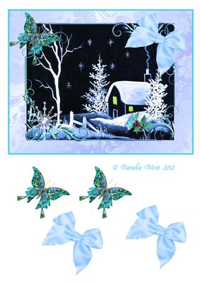 Blue and White Christmas Decoupage Sheet