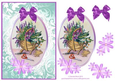 Garden Trug with Herbs Watercolour Decoupage Sheet