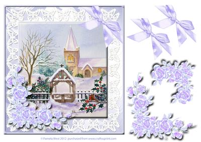 The Church Gate in Snow. Watercolour Decoupage