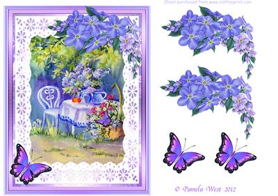 Tea in the Garden with Butterflies Decoupage Sheet