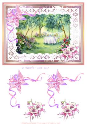 Tea in the Cottage Garden 2 Watercolour Decoupage Sheet