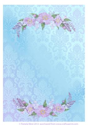 Damask Background with Sprays of Pink Flowers