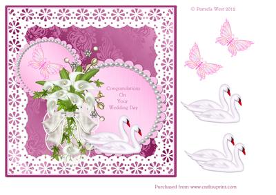 Wedding Day with Swans and Butterflies Topper