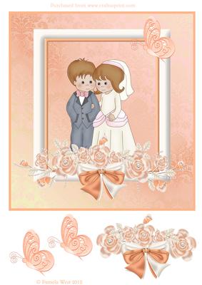 Bride and Groom Wedding Card with Butterflies Decoupage