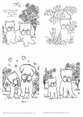 4 Westie Digi Stamps