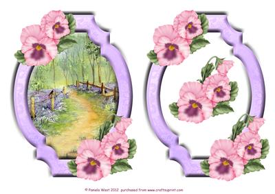 Bluebell Wood with Padded Frame and Pansies Decoupage