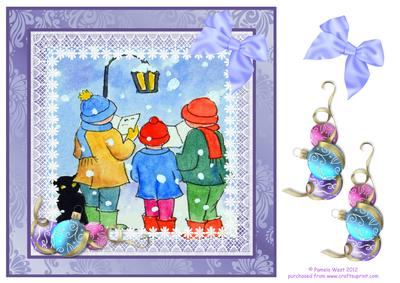 8x8 Carol Singing in the Snow Decoupage Sheet
