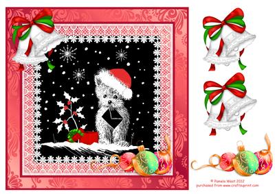 8x8 Santa Westie Decoupage