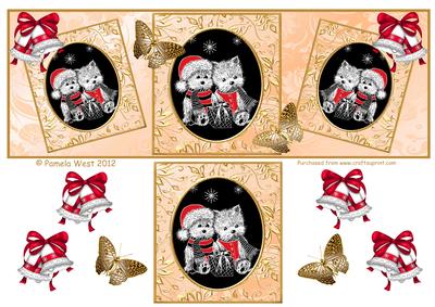 Cute Santa Westies Christmas Large Dl Card