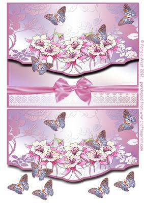 Aquilegia and Butterflies Envelope Card Front