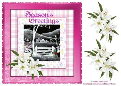 Black and White Christmas with White Lilies Decoupage