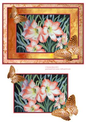 Amarylis and Gold Butterflies Decoupage