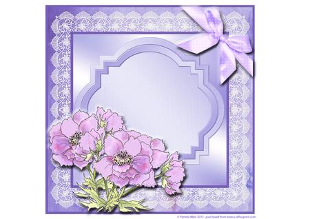 8x8 Card Kit Watercolour Anemone with Lace and Bow Decoupage