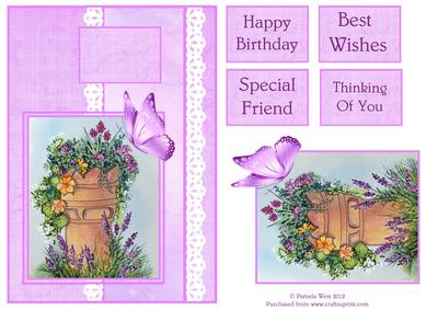 Flowers in a Chimney Pot & Butterfly Topper with Sentiments