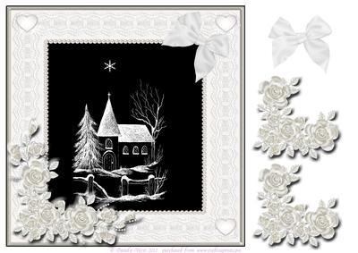 Black and White Church in Snow Step by Step Decoupage