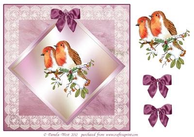 8x8 2 Robins Step by Step Decoupage Topper