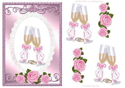 Roses and Champage Wedding or Engagement Topper