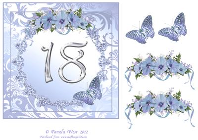 Butterflies and Flowers 18th Birthday Card