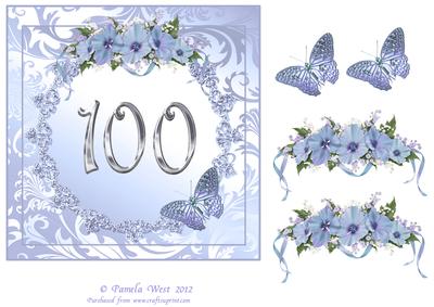 Butterflies and Flowers 100th Birthday or Anniversary Card