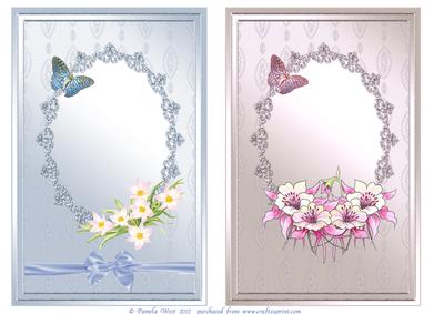 2 Flower and Butterfly Card Fronts