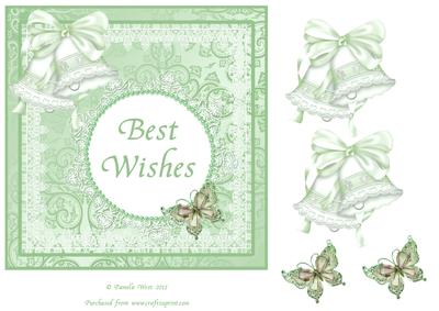 Best Wishes Wedding Day Card with Butterflies