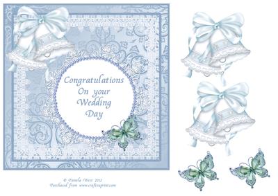 Congratulations on Your Wedding Day with Bells and Butterfly