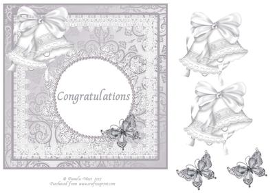 Congratulations Card with Butterflies and Bells