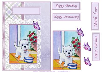Westie - Where's My Dinner. Step by Step Decoupage