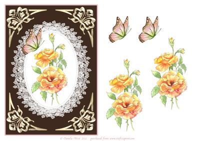 Vintage Roses and Lace with Butterflies Decoupage