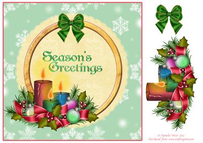 8x8 Seasons Greetings with Candles Decoupage