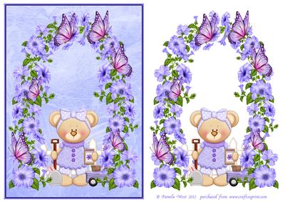 Bear with Archway and Butterflies Decoupage