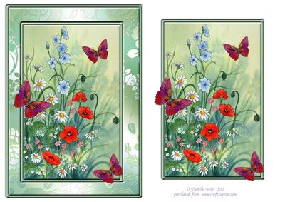 Field Flowers, Poppies and Butterflies Topper