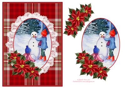 Tartan and Lace Topper Building a Snowman
