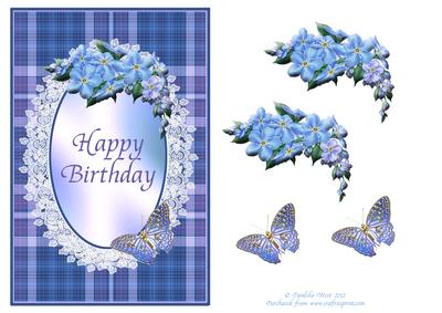 Tartan and Lace - Forget Me Not and Butterfly Topper