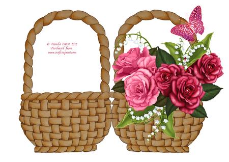 Basket of Roses with Butterflies Mini Kit