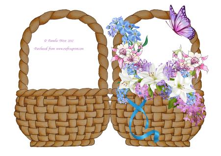 Basket with Lilies, Lilac and Butterflies Mini Kit