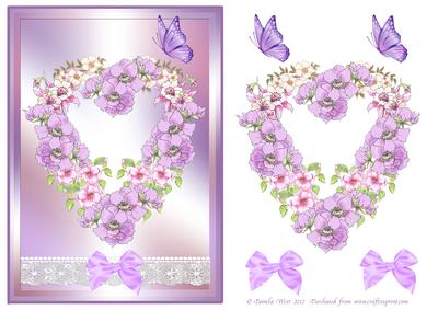 Watercolour Floral Heart with Butterfly Decoupage Topper