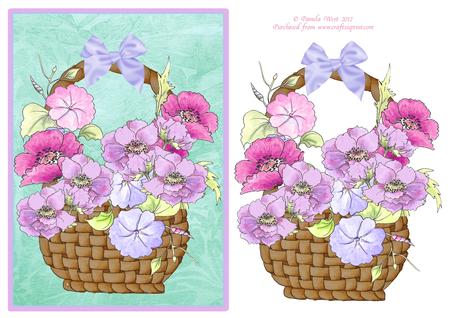 Watercolour Basket of Flowers Decoupage Mini Kit