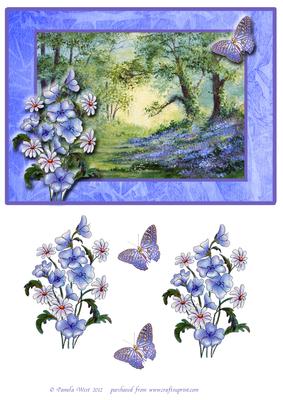Bluebell Wood and Butterfly Decoupage Topper