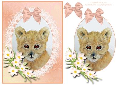 Watercolour Lion Cub Decoupage Sheet