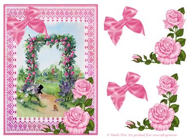 Rose Arch and Black Cat Decoupage Topper