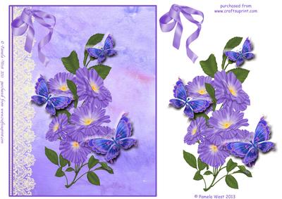 Periwinkle and Butterflies Decoupage Sheet
