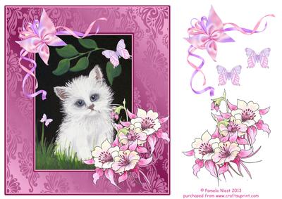 Kitten and Butterflies Decoupage Sheet