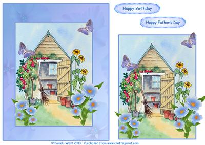 Garden Shed with Butterflies, Birthday/ Fathers Day Decoupag