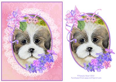 Lhasa Apso Puppy with Forget-me-nots Topper
