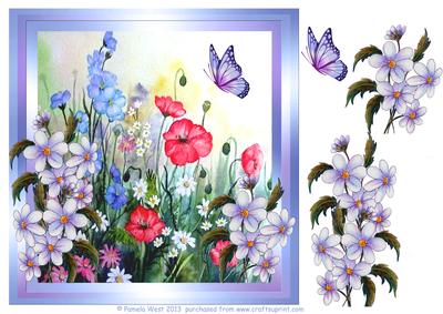 8x8 Field Flowers with Butterflies Topper